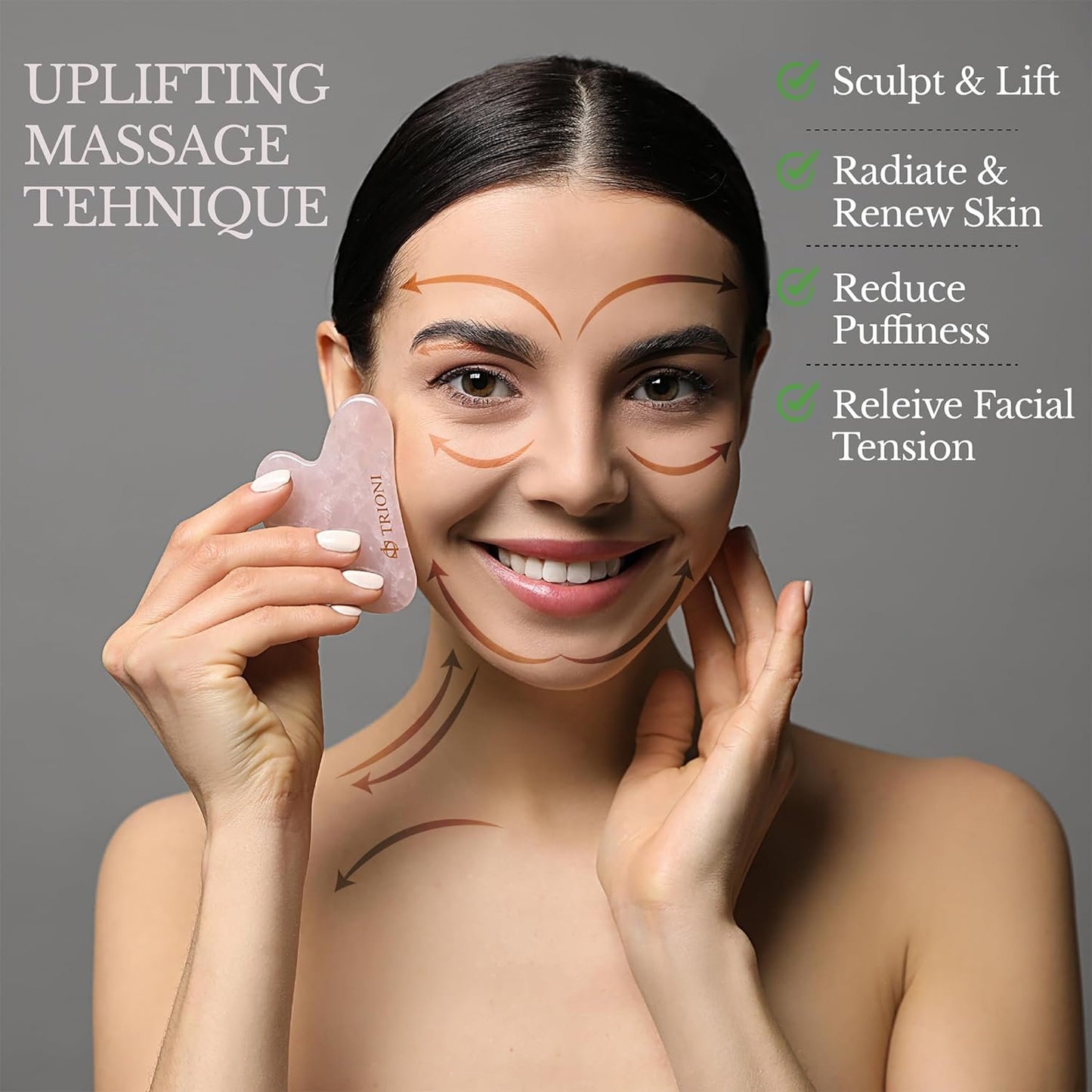 TRIONI Deluxe Gua Sha Oil for Face Skincare Gift Set