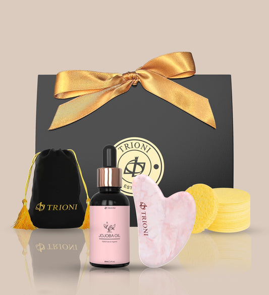 TRIONI Deluxe Gua Sha Oil for Face Skincare Gift Set