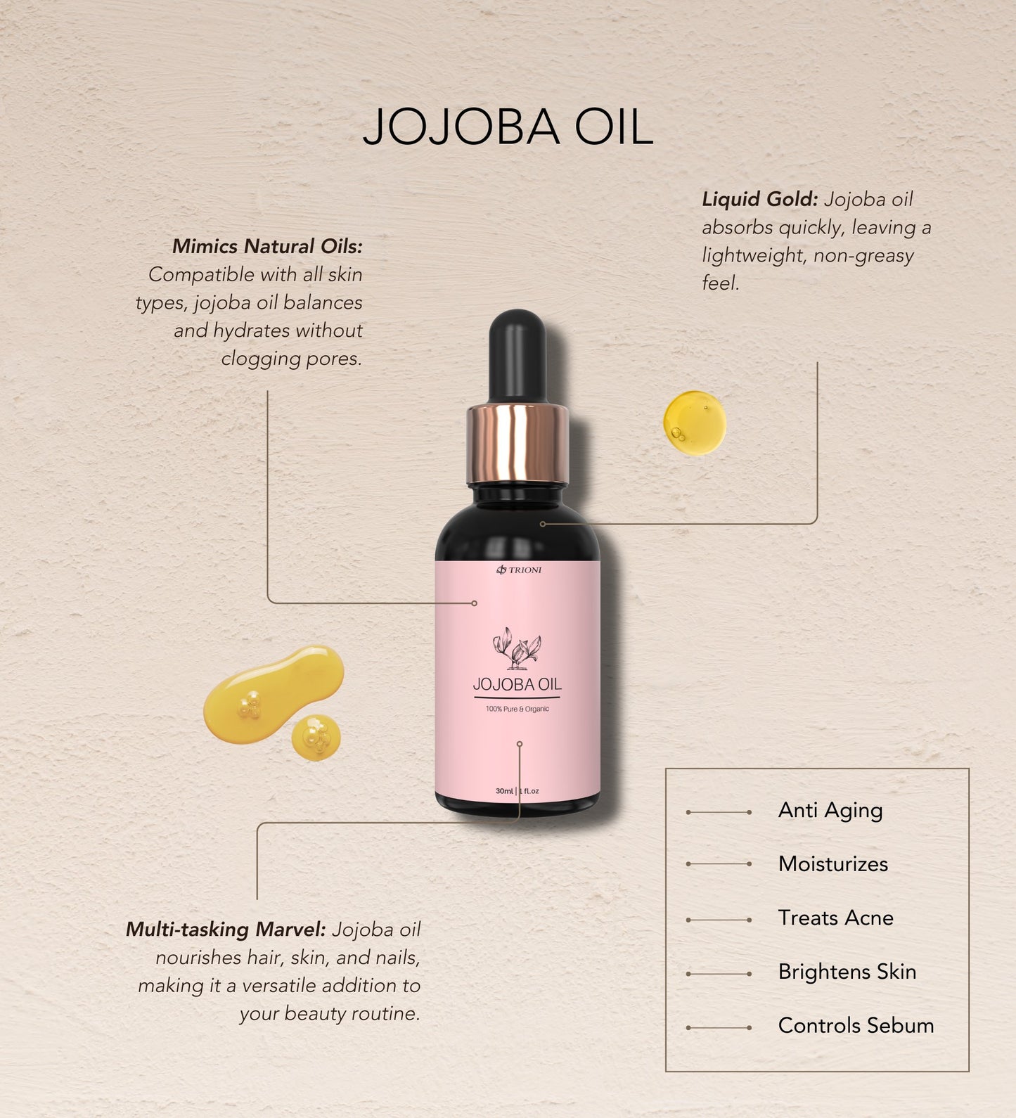 TRIONI Deluxe Gua Sha Oil for Face Skincare Gift Set